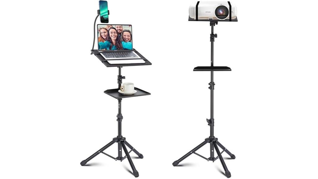 adjustable projector tripod with shelves