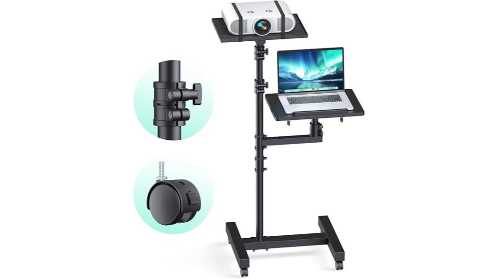 mobile projector stand with shelves
