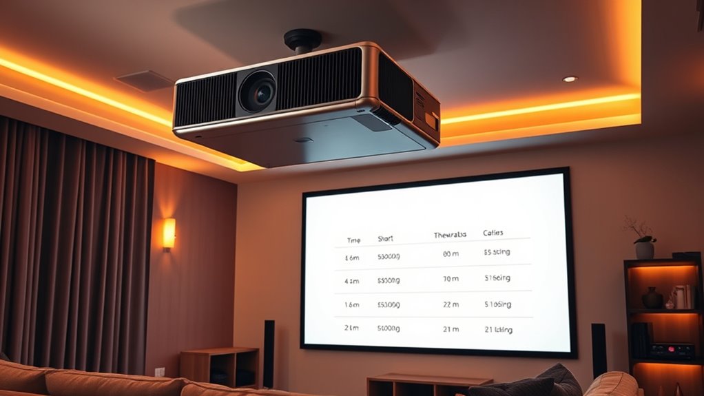 projector distance and image size