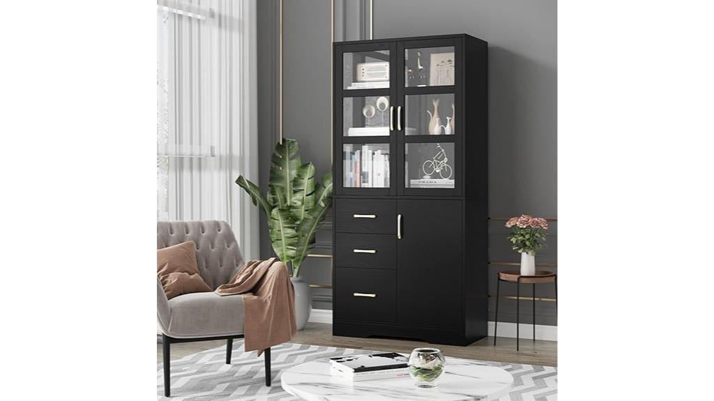 tall glass door cabinet