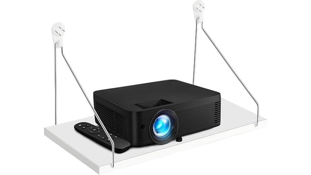 wall mounted white projector shelf