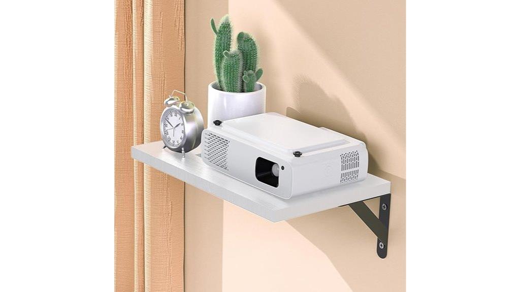 white floating projector shelf