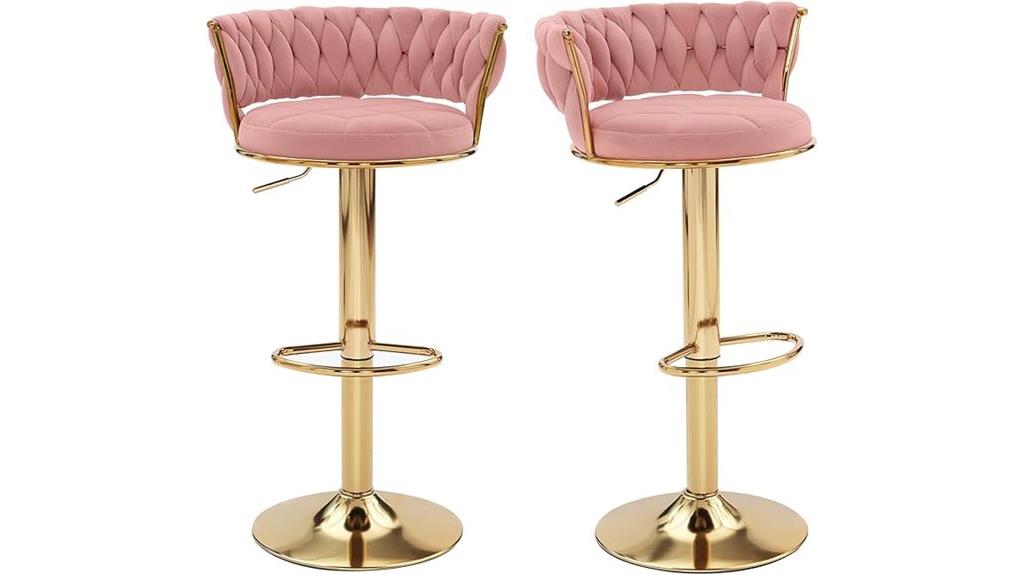 adjustable velvet gold stools