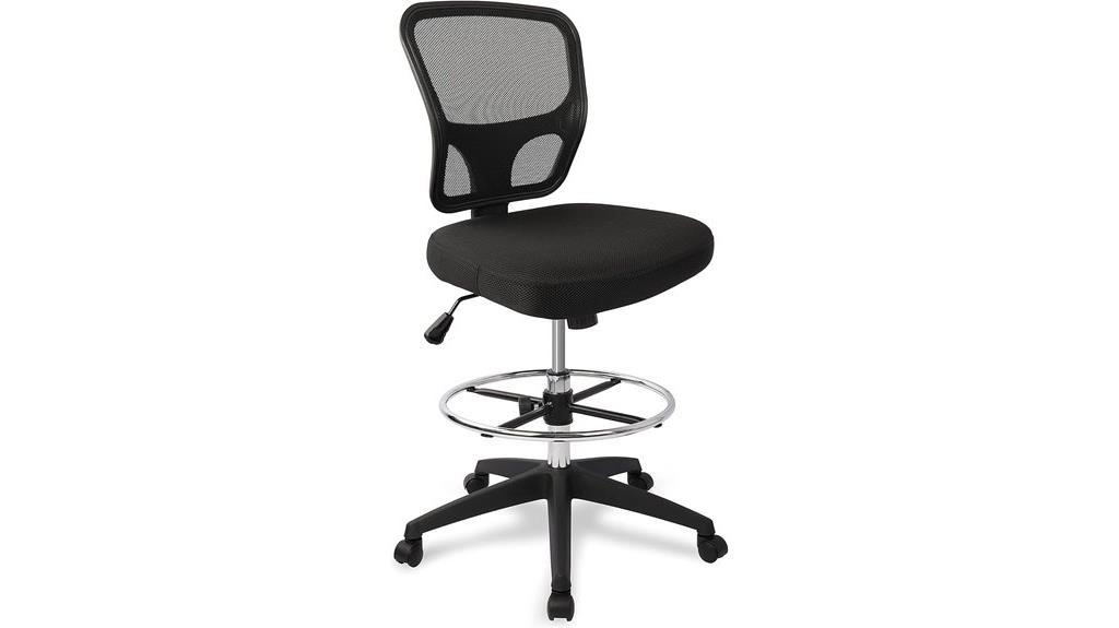 armless office chair with footrest