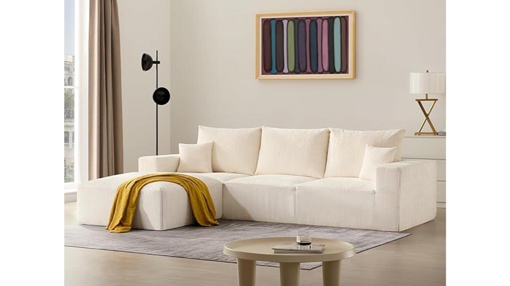 beige l shaped sofa