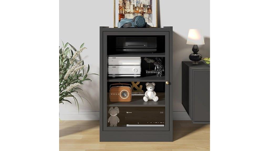 black 5 tier media cabinet