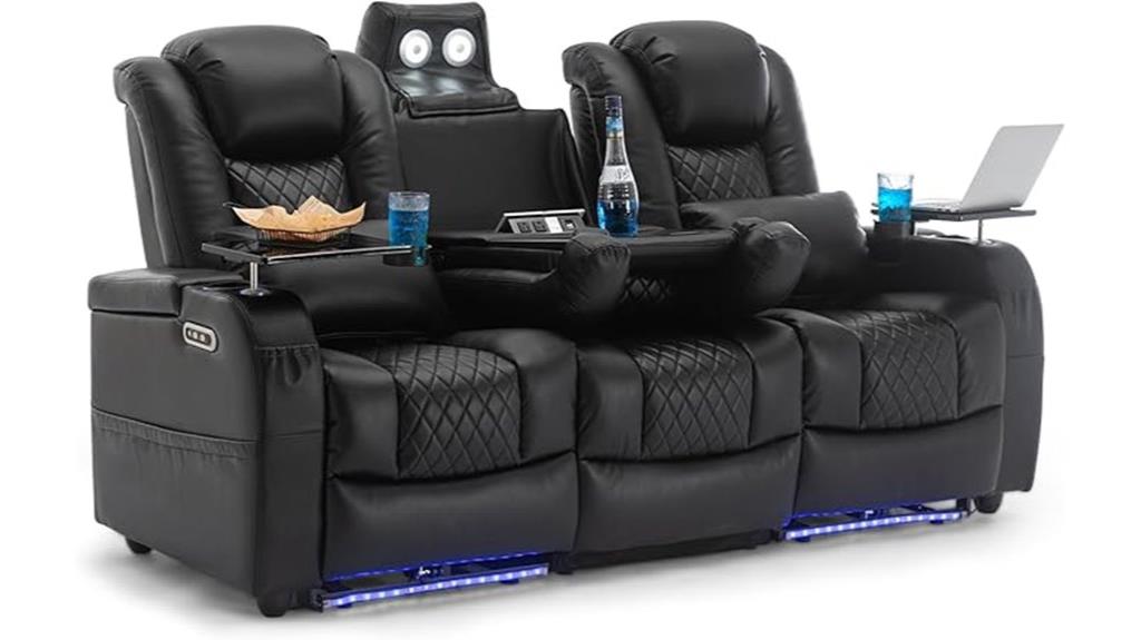 black three seat home theater