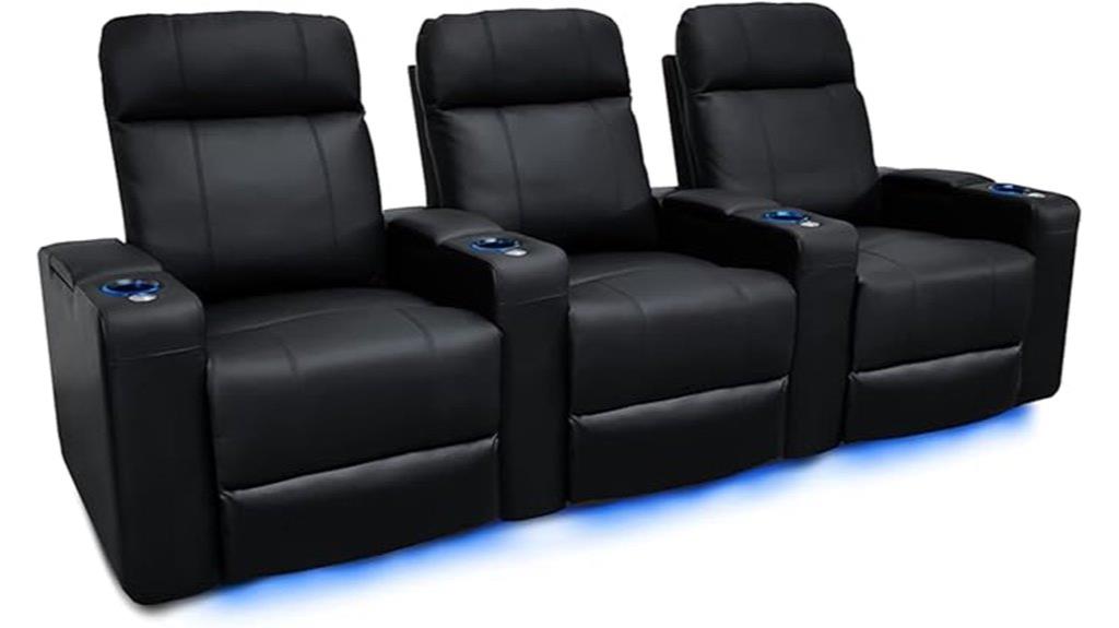 black three seat home theater