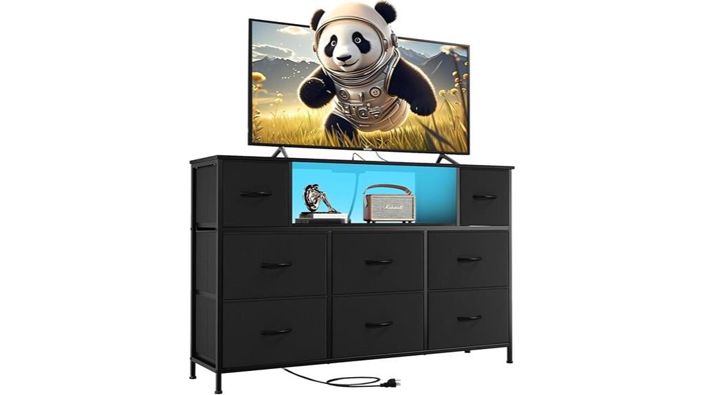 black tv stand with charging