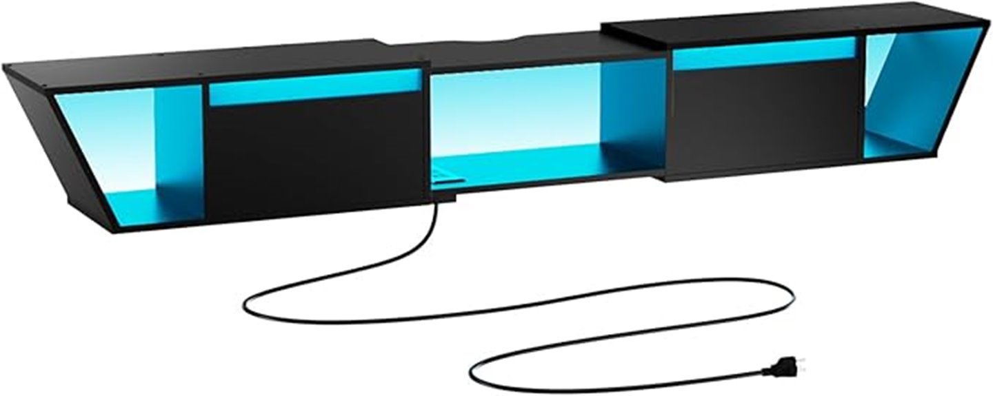 floating tv stand with power