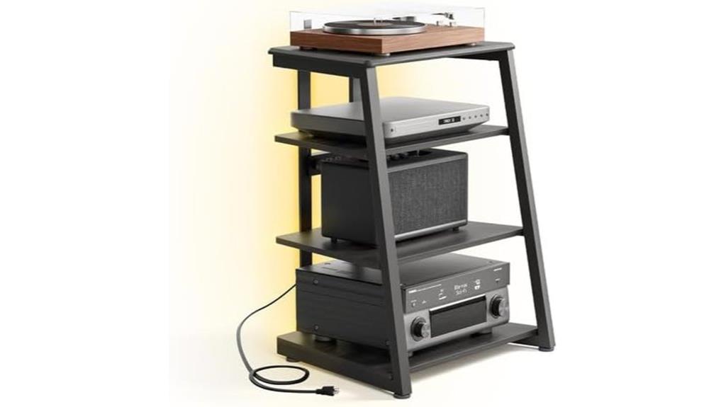 four tier media cabinet