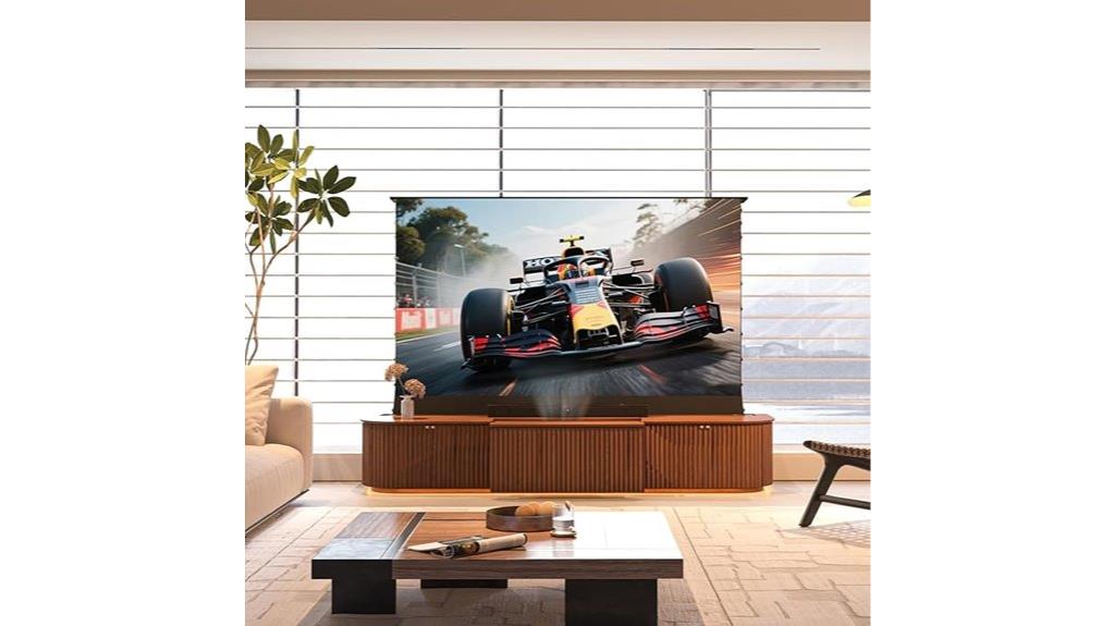 hidden laser projector screen