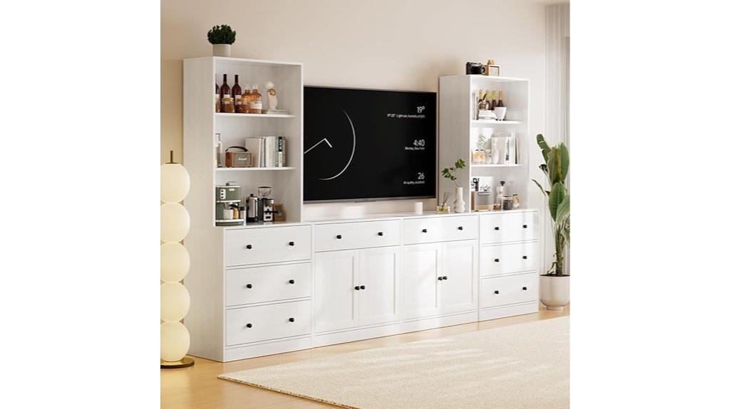 large tv stand with shelves