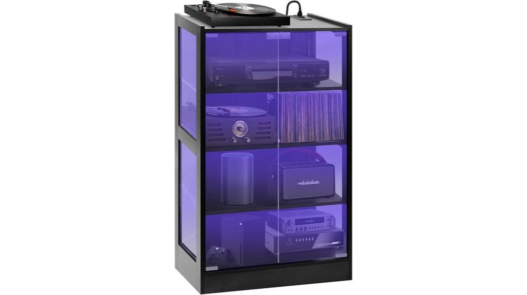 led lit media storage cabinet