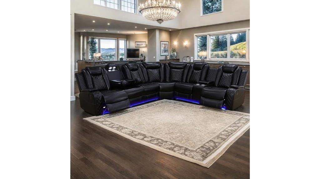 luxurious led recliner sectional