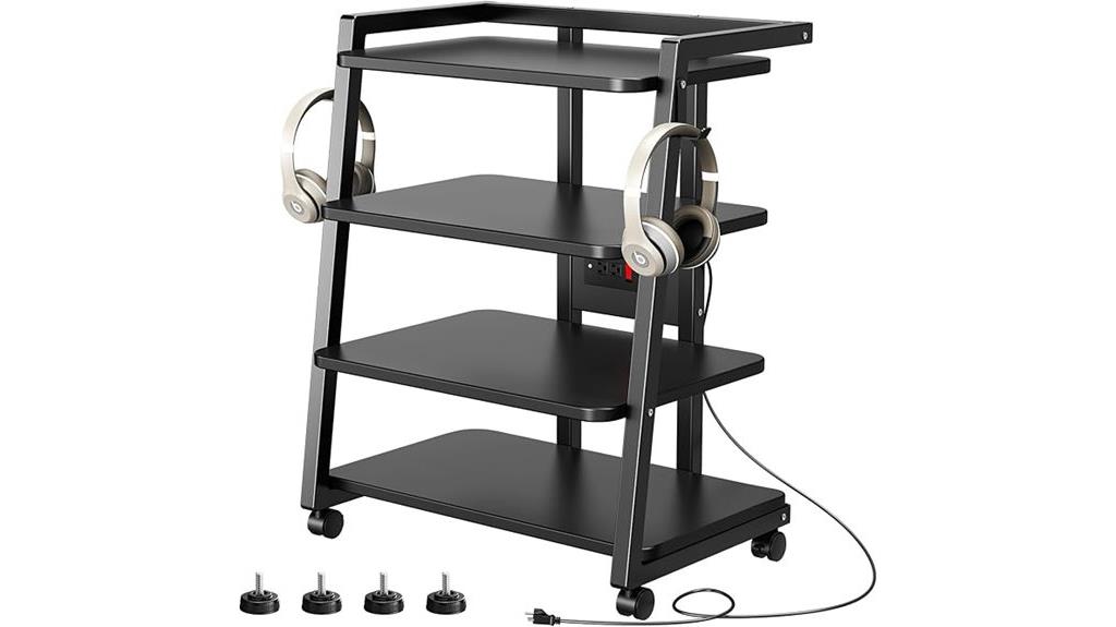 mobile media stand with outlets