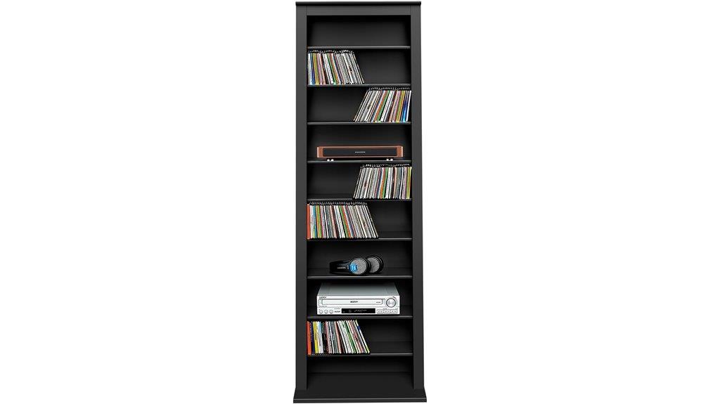 narrow black media cabinet