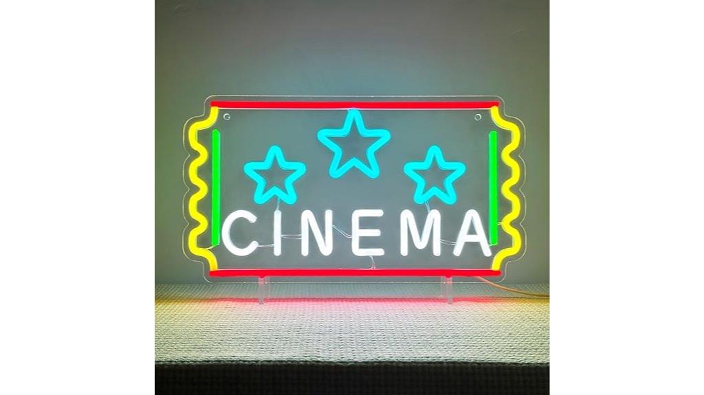 neon cinema ticket sign