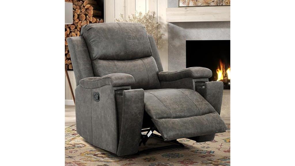 overstuffed leather recliner