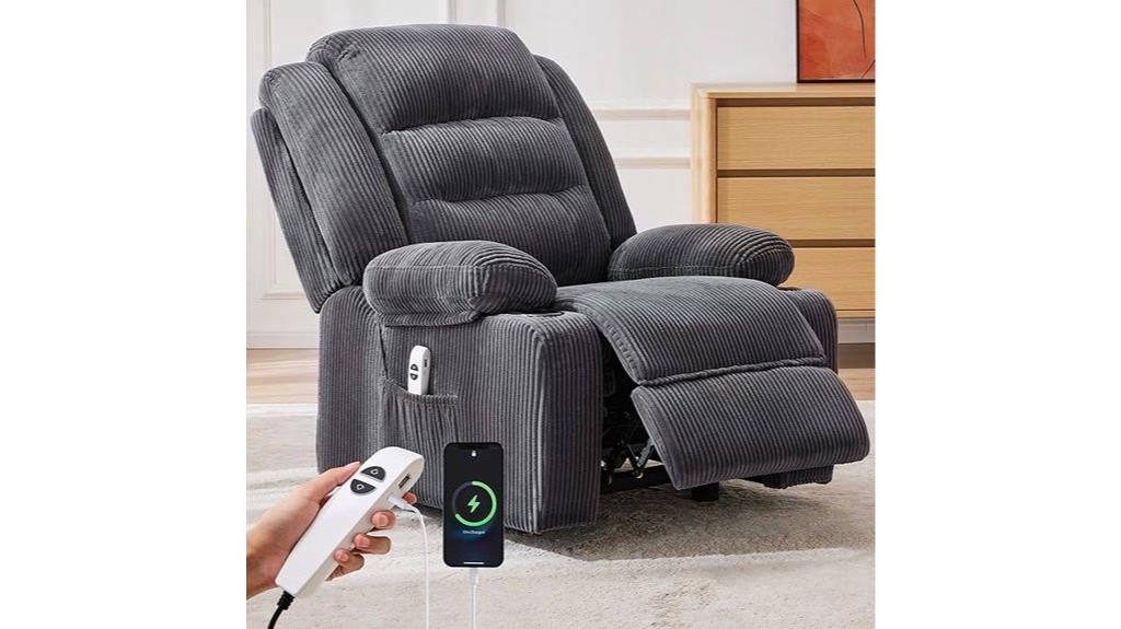 recliner with charging ports