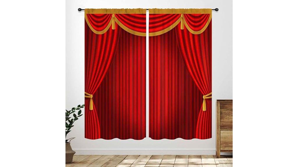 red curtain panel set