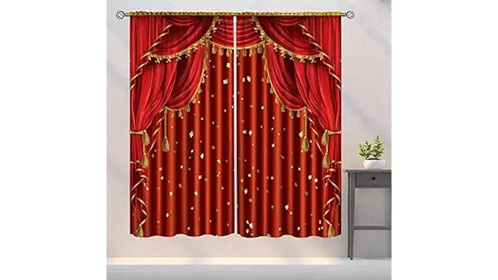 red gold vintage curtains