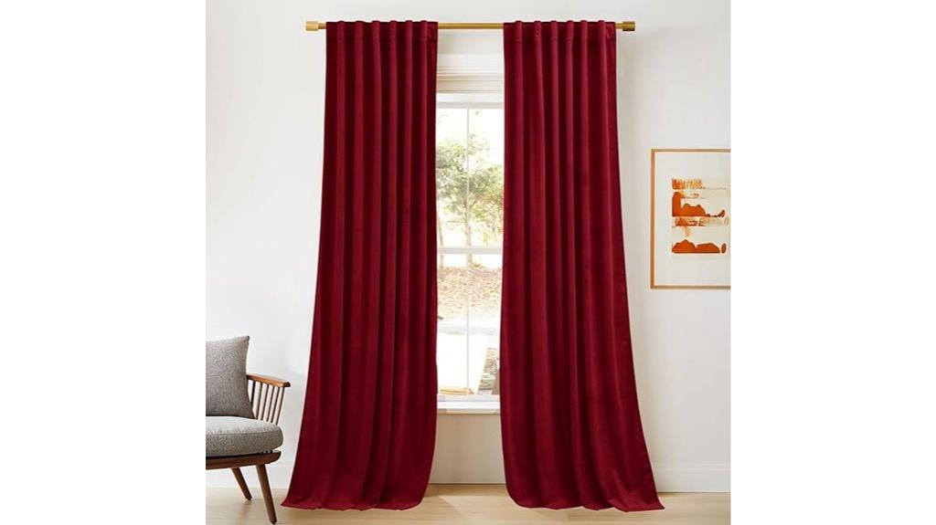 red velvet curtain pair