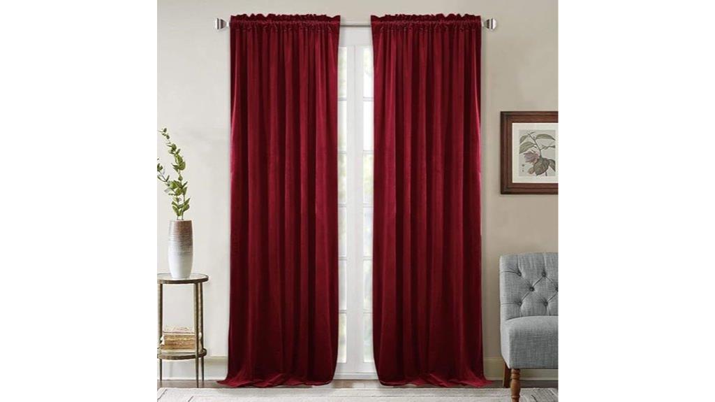 red velvet curtain panels