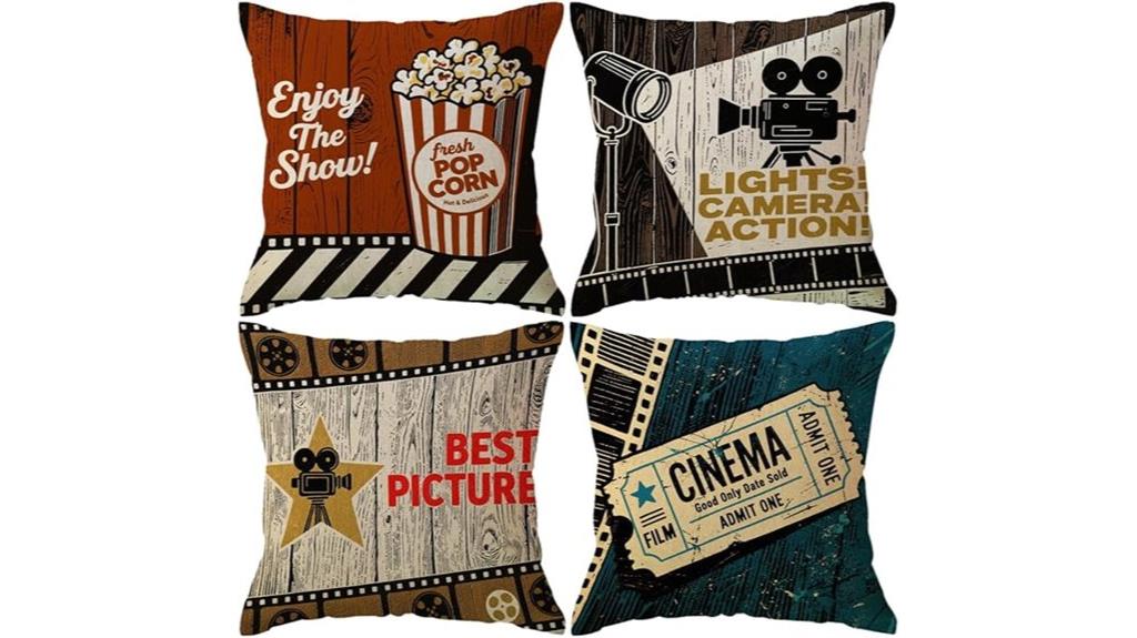 vintage cinema pillow set
