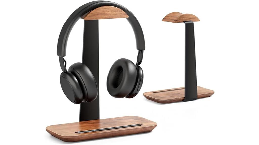 walnut headphone desk stand
