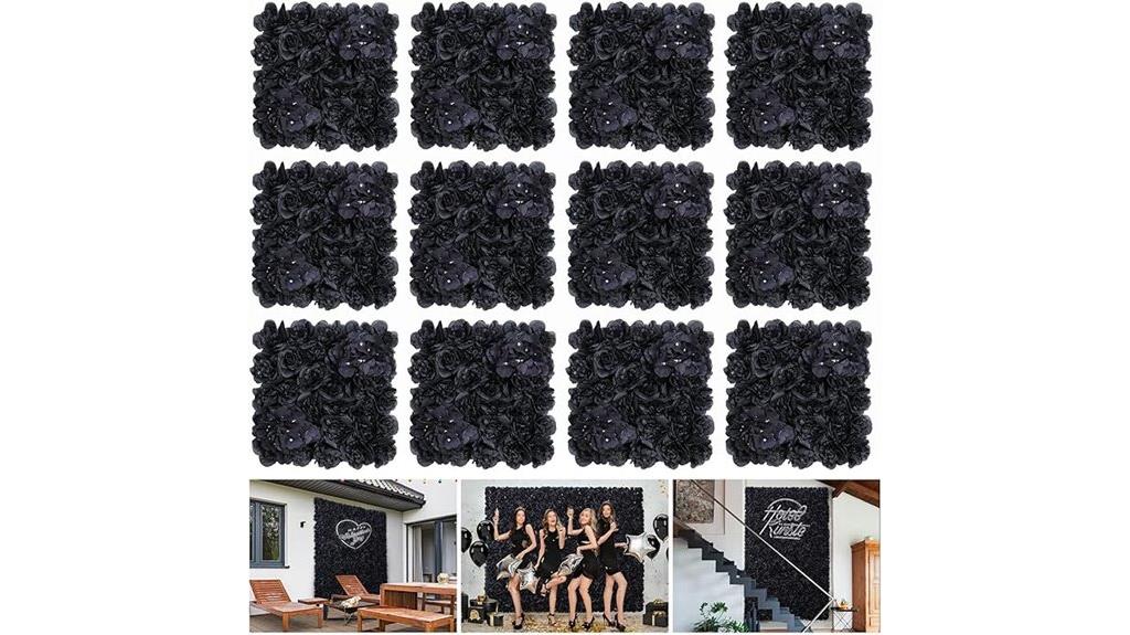 black silk rose panels