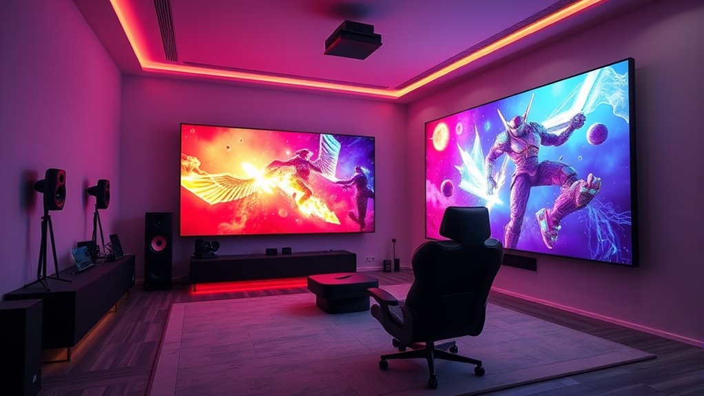 bright responsive gaming projection