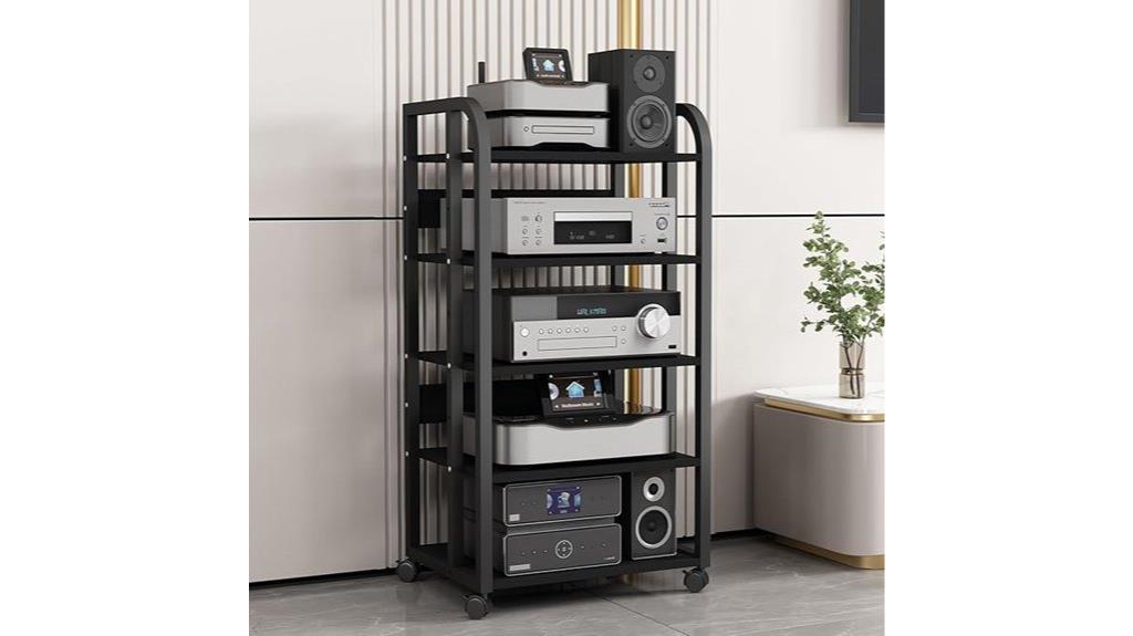 five tier mobile media stand