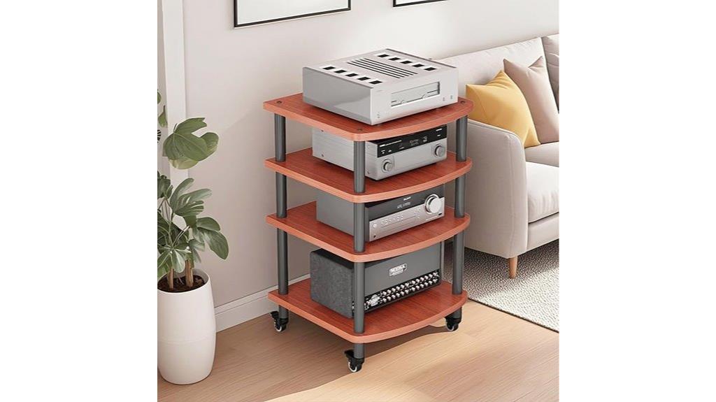 four tier mobile media stand