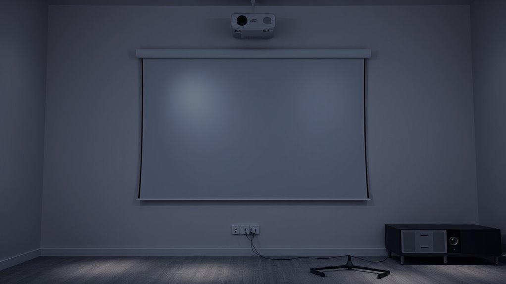 place projector behind screen