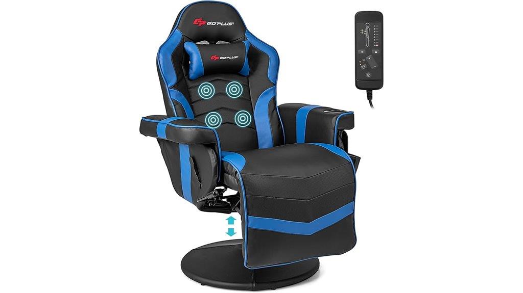 reclining gaming chair with features