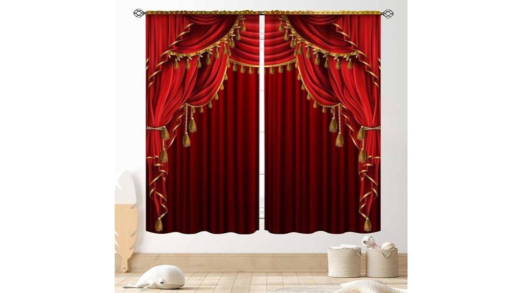 red theater curtain panels