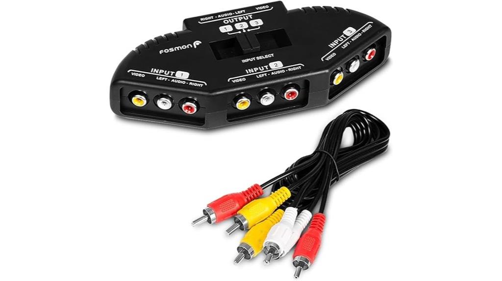 three way rca av splitter