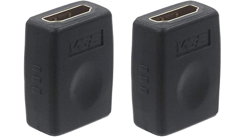 two hdmi couplers pack
