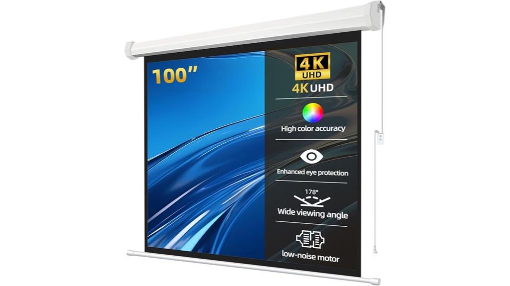 white motorized projector screen