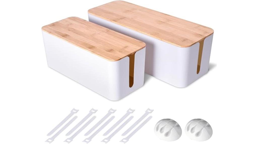 wooden cable management boxes