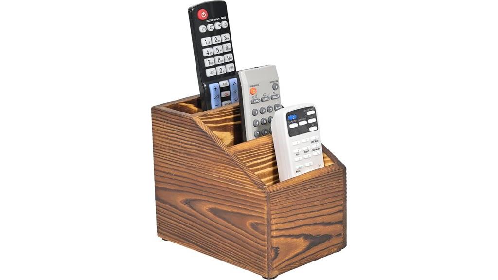 wooden remote organizer with compartments