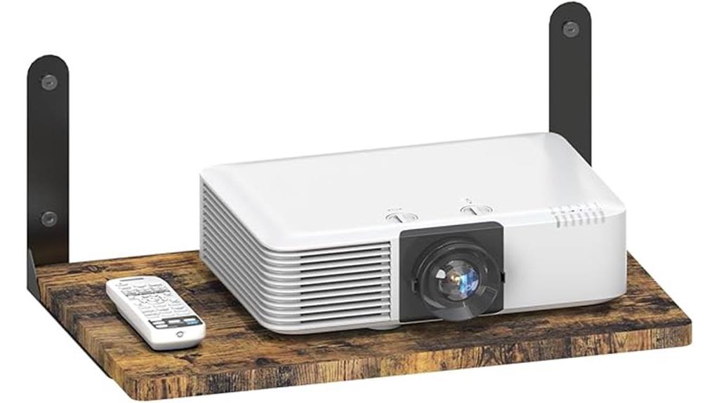 wooden wall mounted projector shelf