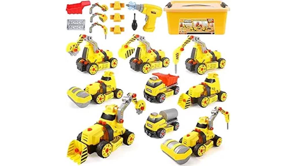 construction toy with electric drill