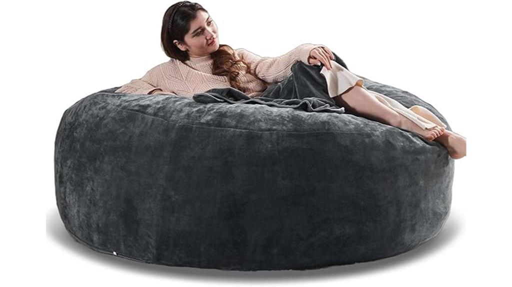 large dark gray bean bag