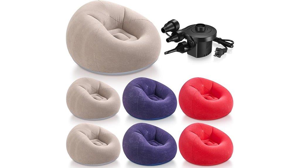 six bean bag chairs