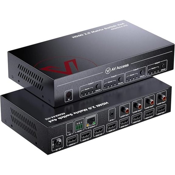 AV Access 4x4 HDMI Matrix Switch 4K HDR with Audio