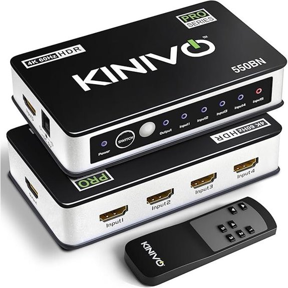 Kinivo 4K HDR HDMI Switch 5-in-1 with Remote
