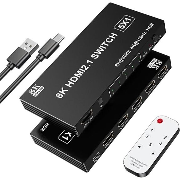 HDMI 2.1 Switch 5-in-1 with Remote and HDR