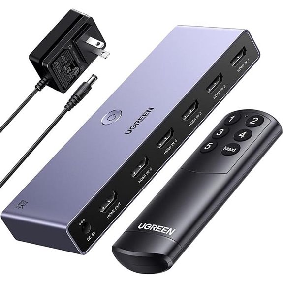 UGREEN 8K HDMI Switch 5-in-1 with Power Adapter